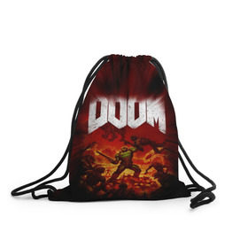 Рюкзак-мешок 3D с принтом Doom 2016 , 100% полиэстер | плотность ткани — 200 г/м2, размер — 35 х 45 см; лямки — толстые шнурки, застежка на шнуровке, без карманов и подкладки | 