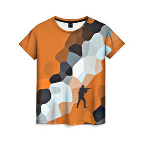 Женская футболка 3D с принтом CS GO Asiimov camouflage , 100% полиэфир ( синтетическое хлопкоподобное полотно) | прямой крой, круглый вырез горловины, длина до линии бедер | counter strike | камуфляж