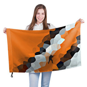Флаг 3D с принтом CS GO Asiimov camouflage , 100% полиэстер | плотность ткани — 95 г/м2, размер — 67 х 109 см. Принт наносится с одной стороны | counter strike | камуфляж