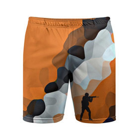 Мужские шорты 3D спортивные с принтом CS GO Asiimov camouflage ,  |  | Тематика изображения на принте: counter strike | камуфляж