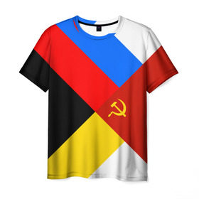 Мужская футболка 3D с принтом Вечная Россия , 100% полиэфир | прямой крой, круглый вырез горловины, длина до линии бедер | Тематика изображения на принте: патриот | россия | русь | триколор | флаг | я русский