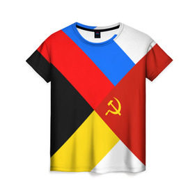 Женская футболка 3D с принтом Вечная Россия , 100% полиэфир ( синтетическое хлопкоподобное полотно) | прямой крой, круглый вырез горловины, длина до линии бедер | патриот | россия | русь | триколор | флаг | я русский