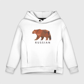 Детское худи Oversize хлопок с принтом Russian bear , френч-терри — 70% хлопок, 30% полиэстер. Мягкий теплый начес внутри —100% хлопок | боковые карманы, эластичные манжеты и нижняя кромка, капюшон на магнитной кнопке | вдв | медведь | россия