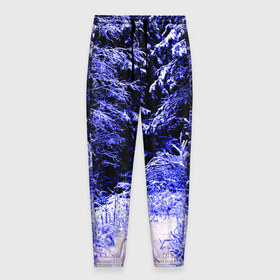 Мужские брюки 3D с принтом Лес , 100% полиэстер | манжеты по низу, эластичный пояс регулируется шнурком, по бокам два кармана без застежек, внутренняя часть кармана из мелкой сетки | ёлка | ель | зима | природа | снег | снежный | фиолетовый