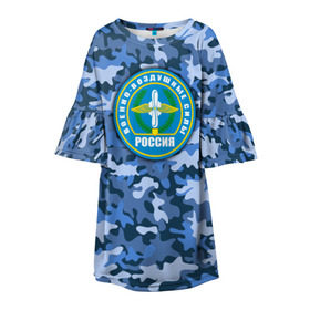 Детское платье 3D с принтом ВВС России , 100% полиэстер | прямой силуэт, чуть расширенный к низу. Круглая горловина, на рукавах — воланы | авиация | армейская атрибутика | армия | ввс | всё выше | день ввс | и выше | камуфляж | небо | россия | самолёты