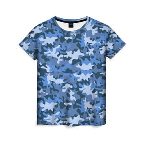 Женская футболка 3D с принтом Камуфляж , 100% полиэфир ( синтетическое хлопкоподобное полотно) | прямой крой, круглый вырез горловины, длина до линии бедер | camo | авиация | ввс | камо | самолёты | синий
