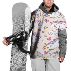 Накидка на куртку 3D с принтом Радужные Единорожки , 100% полиэстер |  | Тематика изображения на принте: unicorn | белый | единорог | лошадь | облако | радуга | розовый | сердце | улыбка | фиолетовый | цвет