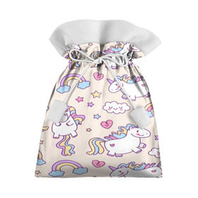 Подарочный 3D мешок с принтом Радужные Единорожки , 100% полиэстер | Размер: 29*39 см | unicorn | белый | единорог | лошадь | облако | радуга | розовый | сердце | улыбка | фиолетовый | цвет