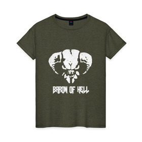 Женская футболка хлопок с принтом Doom 4 Head Baron Of Hell , 100% хлопок | прямой крой, круглый вырез горловины, длина до линии бедер, слегка спущенное плечо | demon | hell | дум