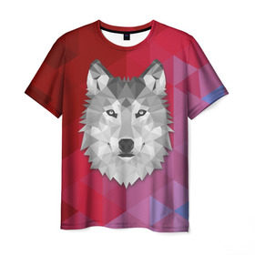 Мужская футболка 3D с принтом Полигональный волк , 100% полиэфир | прямой крой, круглый вырез горловины, длина до линии бедер | волк | полигоны