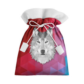 Подарочный 3D мешок с принтом Полигональный волк , 100% полиэстер | Размер: 29*39 см | волк | полигоны