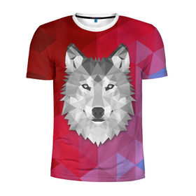 Мужская футболка 3D спортивная с принтом Полигональный волк , 100% полиэстер с улучшенными характеристиками | приталенный силуэт, круглая горловина, широкие плечи, сужается к линии бедра | волк | полигоны