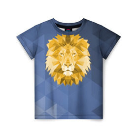 Детская футболка 3D с принтом Полигональный Лев , 100% гипоаллергенный полиэфир | прямой крой, круглый вырез горловины, длина до линии бедер, чуть спущенное плечо, ткань немного тянется | лев | полигоны