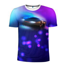 Мужская футболка 3D спортивная с принтом Спорткар , 100% полиэстер с улучшенными характеристиками | приталенный силуэт, круглая горловина, широкие плечи, сужается к линии бедра | 