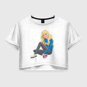 Женская футболка 3D укороченная с принтом Girly charms , 100% полиэстер | круглая горловина, длина футболки до линии талии, рукава с отворотами | 