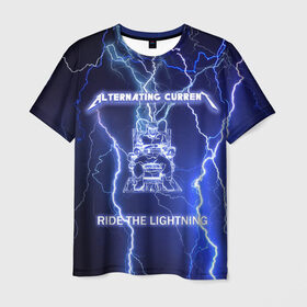 Мужская футболка 3D с принтом Metallica - Ride the Lightning , 100% полиэфир | прямой крой, круглый вырез горловины, длина до линии бедер | album | metal | metallica | ride the lightning | rock | альбом | метал | металлика | молния | рок