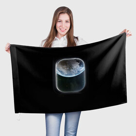 Флаг 3D с принтом Земля в иллюминаторе , 100% полиэстер | плотность ткани — 95 г/м2, размер — 67 х 109 см. Принт наносится с одной стороны | земля | космический корабль | космос | планета