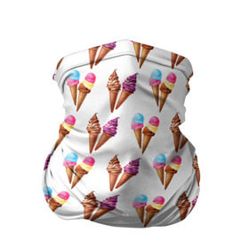 Бандана-труба 3D с принтом Мороженое в рожках , 100% полиэстер, ткань с особыми свойствами — Activecool | плотность 150‒180 г/м2; хорошо тянется, но сохраняет форму | eat | ice cream | вкус | вкусно | еда | лед | мороженое | рожок | сладкое | сладость | сливки | шарик