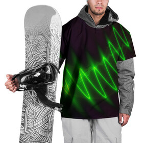 Накидка на куртку 3D с принтом Молния , 100% полиэстер |  | Тематика изображения на принте: волна | зеленый | темный