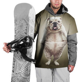 Накидка на куртку 3D с принтом Бульдог английский , 100% полиэстер |  | animals | breed | dog | english bulldog | funny | joke | pants | surrealism | бульдог английский | животное | порода | прикол | собака | сюрреализм | шутка