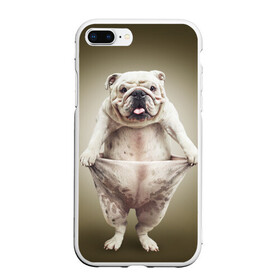 Чехол для iPhone 7Plus/8 Plus матовый с принтом Бульдог английский , Силикон | Область печати: задняя сторона чехла, без боковых панелей | animals | breed | dog | english bulldog | funny | joke | pants | surrealism | бульдог английский | животное | порода | прикол | собака | сюрреализм | шутка