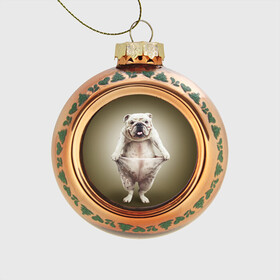 Стеклянный ёлочный шар с принтом Бульдог английский , Стекло | Диаметр: 80 мм | animals | breed | dog | english bulldog | funny | joke | pants | surrealism | бульдог английский | животное | порода | прикол | собака | сюрреализм | шутка
