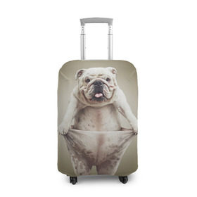 Чехол для чемодана 3D с принтом Бульдог английский , 86% полиэфир, 14% спандекс | двустороннее нанесение принта, прорези для ручек и колес | animals | breed | dog | english bulldog | funny | joke | pants | surrealism | бульдог английский | животное | порода | прикол | собака | сюрреализм | шутка