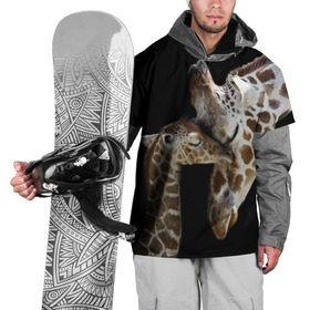 Накидка на куртку 3D с принтом Жирафы , 100% полиэстер |  | africa | animals | baby | child | family | giraffes | head | mother | африка | головы | животные | жирафы | любовь | малыш | мама | ребенок | семья