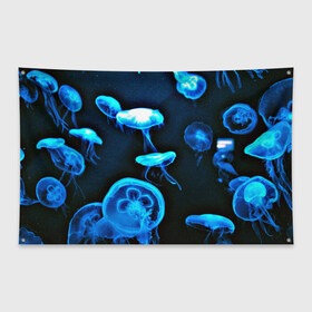 Флаг-баннер с принтом Meduse , 100% полиэстер | размер 67 х 109 см, плотность ткани — 95 г/м2; по краям флага есть четыре люверса для крепления | вода | медузы | море | морские | океан