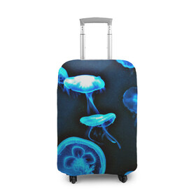 Чехол для чемодана 3D с принтом Meduse , 86% полиэфир, 14% спандекс | двустороннее нанесение принта, прорези для ручек и колес | вода | медузы | море | морские | океан