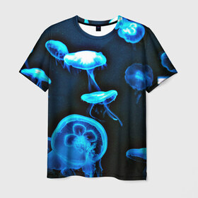 Мужская футболка 3D с принтом Meduse , 100% полиэфир | прямой крой, круглый вырез горловины, длина до линии бедер | вода | медузы | море | морские | океан