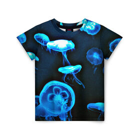 Детская футболка 3D с принтом Meduse , 100% гипоаллергенный полиэфир | прямой крой, круглый вырез горловины, длина до линии бедер, чуть спущенное плечо, ткань немного тянется | вода | медузы | море | морские | океан