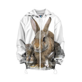 Детская куртка 3D с принтом Кролики , 100% полиэстер | застежка — молния, подол и капюшон оформлены резинкой с фиксаторами, по бокам — два кармана без застежек, один потайной карман на груди, плотность верхнего слоя — 90 г/м2; плотность флисового подклада — 260 г/м2 | Тематика изображения на принте: animals | bunnies | cute | eared | family | fluffy | kids | mom | rabbits | животные | зайцы | кролики | малыши | мама | милые | пушистые | семья | ушастые