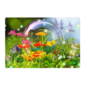 Магнитный плакат 3Х2 с принтом Цветы и мыльный пузырь , Полимерный материал с магнитным слоем | 6 деталей размером 9*9 см | 