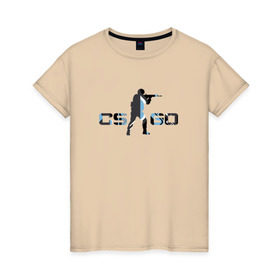 Женская футболка хлопок с принтом cs go vulcan style , 100% хлопок | прямой крой, круглый вырез горловины, длина до линии бедер, слегка спущенное плечо | counter | strike | контр | страйк