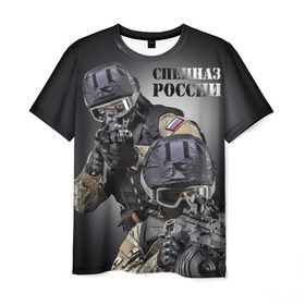 Мужская футболка 3D с принтом Спецназ России , 100% полиэфир | прямой крой, круглый вырез горловины, длина до линии бедер | отряд | рф | специального назначения