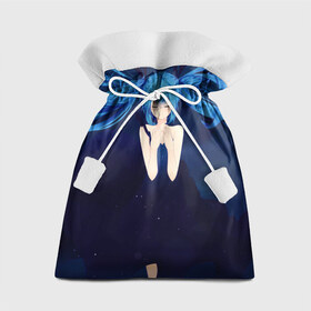 Подарочный 3D мешок с принтом Мику под водой , 100% полиэстер | Размер: 29*39 см | вода | волосы | мику | платье | синий | хацуне | чёрный. бантик
