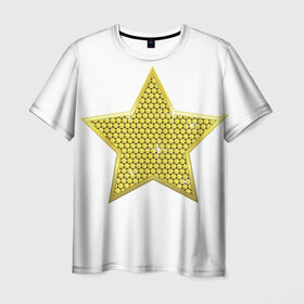 Мужская футболка 3D с принтом Звезда из страз , 100% полиэфир | прямой крой, круглый вырез горловины, длина до линии бедер | девушкам | звезда | стразы