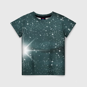 Детская футболка 3D с принтом Звездное небо 2 , 100% гипоаллергенный полиэфир | прямой крой, круглый вырез горловины, длина до линии бедер, чуть спущенное плечо, ткань немного тянется | звездное | звезды | космом | небо