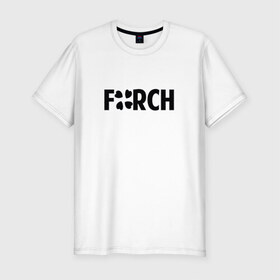 Мужская футболка премиум с принтом с чёрным лого Forch - №3 , 92% хлопок, 8% лайкра | приталенный силуэт, круглый вырез ворота, длина до линии бедра, короткий рукав | Тематика изображения на принте: 