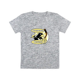 Детская футболка хлопок с принтом Pittsburgh Penguins team , 100% хлопок | круглый вырез горловины, полуприлегающий силуэт, длина до линии бедер | спорт | хоккей