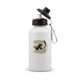Бутылка спортивная с принтом Pittsburgh Penguins team , металл | емкость — 500 мл, в комплекте две пластиковые крышки и карабин для крепления | Тематика изображения на принте: спорт | хоккей