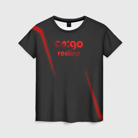 Женская футболка 3D с принтом cs:go - Red Line (Красная линия) , 100% полиэфир ( синтетическое хлопкоподобное полотно) | прямой крой, круглый вырез горловины, длина до линии бедер | cs | csgo | go | кс | линия | цвет