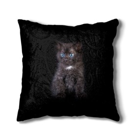 Подушка 3D с принтом Чёрный котёнок , наволочка – 100% полиэстер, наполнитель – холлофайбер (легкий наполнитель, не вызывает аллергию). | состоит из подушки и наволочки. Наволочка на молнии, легко снимается для стирки | киска | кот | кошка