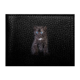 Обложка для студенческого билета с принтом Чёрный котёнок , натуральная кожа | Размер: 11*8 см; Печать на всей внешней стороне | Тематика изображения на принте: киска | кот | кошка