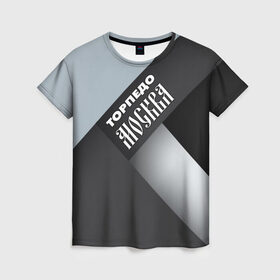 Женская футболка 3D с принтом Торпедо Москва , 100% полиэфир ( синтетическое хлопкоподобное полотно) | прямой крой, круглый вырез горловины, длина до линии бедер | премьер лига | рфпл | торпедо | футбол | чемпион