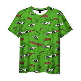 Мужская футболка 3D с принтом Sad frogs , 100% полиэфир | прямой крой, круглый вырез горловины, длина до линии бедер | frog | грустная | жаба | мем | мемы