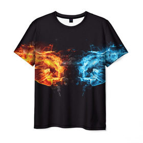 Мужская футболка 3D с принтом Кулаки , 100% полиэфир | прямой крой, круглый вырез горловины, длина до линии бедер | вода | кулаки | огонь | руки