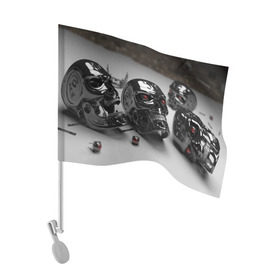Флаг для автомобиля с принтом Черепа терминатор , 100% полиэстер | Размер: 30*21 см | металл | фото