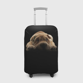 Чехол для чемодана 3D с принтом Щенок Sharpey , 86% полиэфир, 14% спандекс | двустороннее нанесение принта, прорези для ручек и колес | кутёнок | прикольные картинки | собака | шарпей | щенок